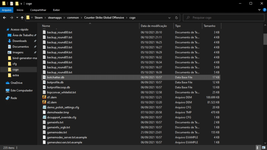 Colocando a demo dentro do CSGO
