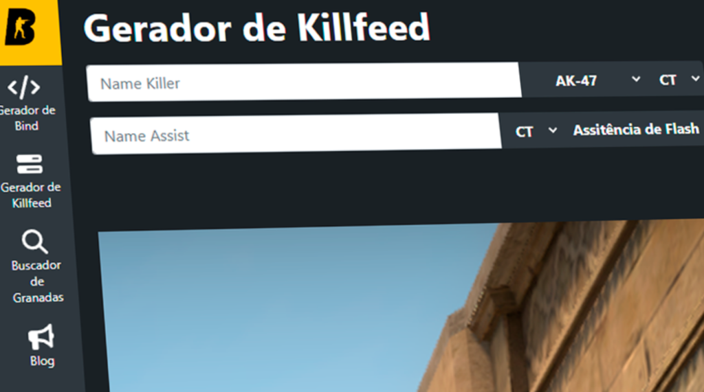 Gerador de killfeed do site Bind Generator App