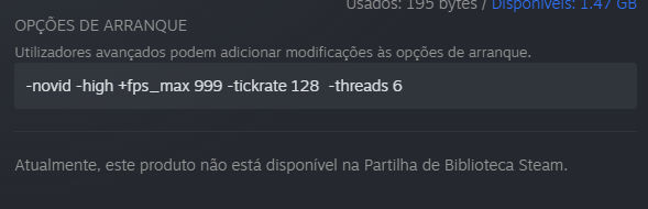 comandos de inicialização configurada no CSGO